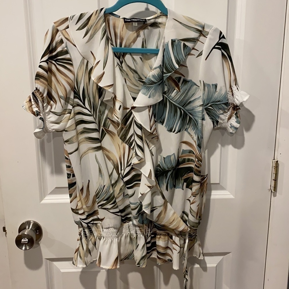 Karl Lagerfeld Paris Surplice Blouse EUC - Picture 2 of 10